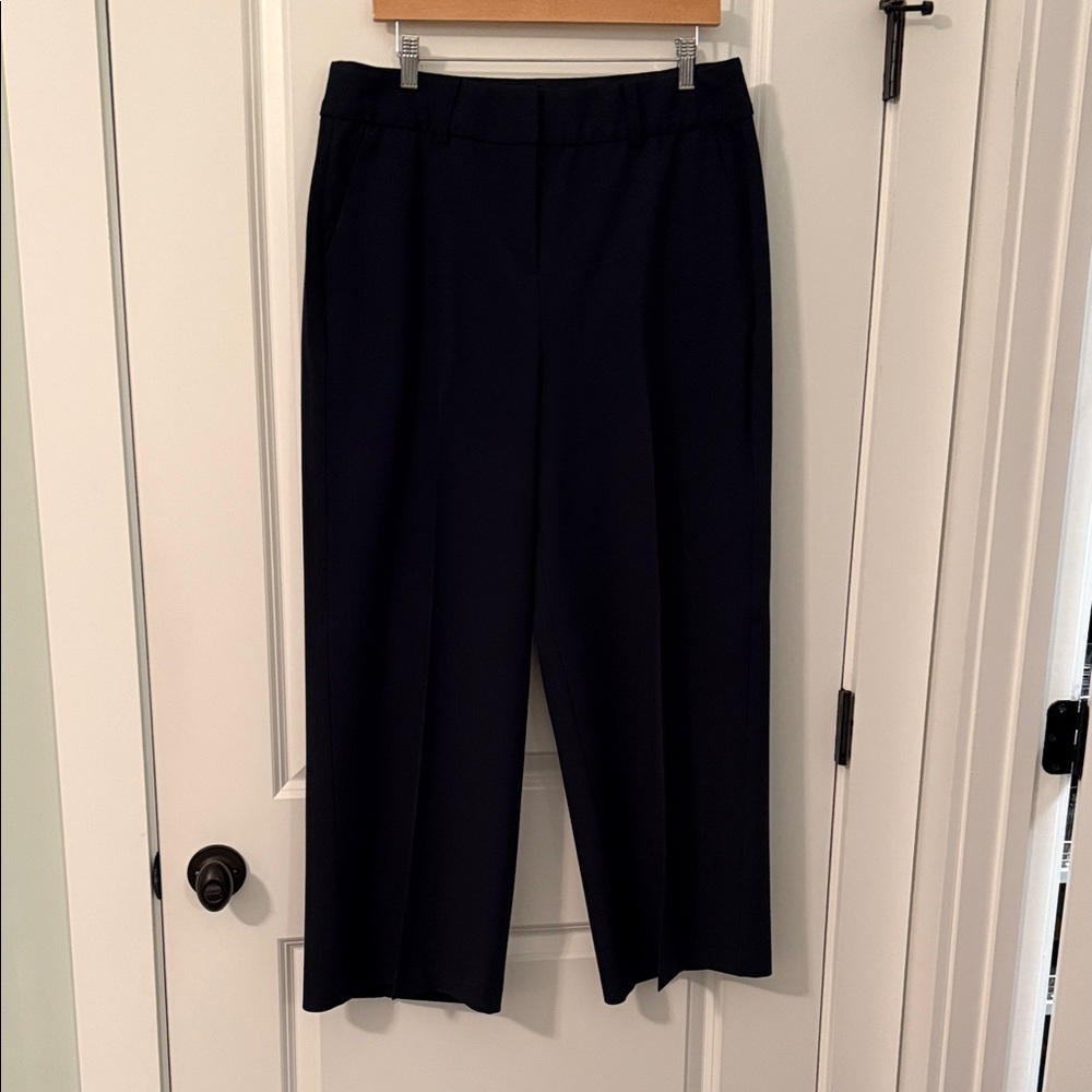 Lane Bryant Elegant Dark Navy Wide Leg Flat Front Trousers